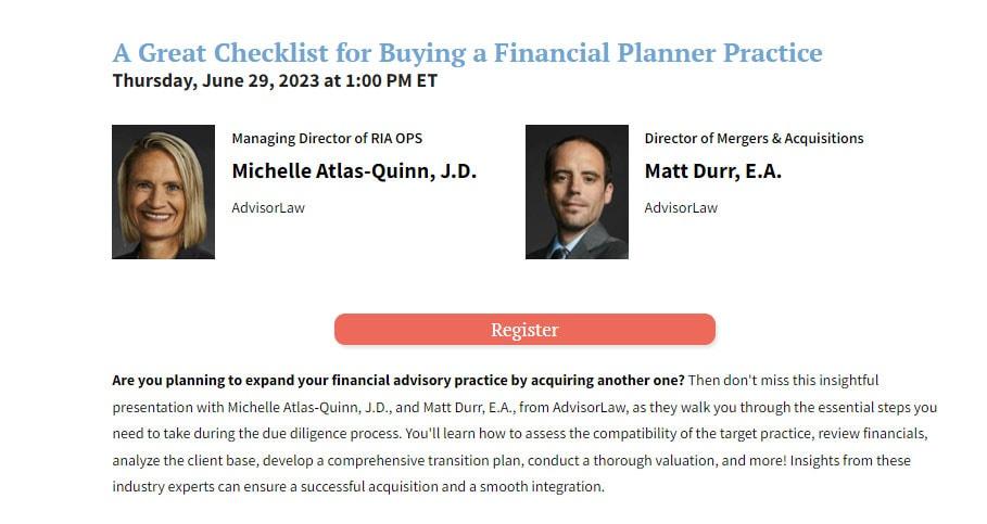 A Great Checklist for Buying a Financial Planner Practice