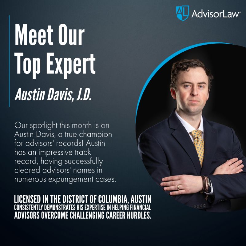 Austin Davis J.D. top legal expert at AdvisorLaw specializing in financial advisor licensing, expungement cases, and overcoming career hurdles in Columbus, Texas.